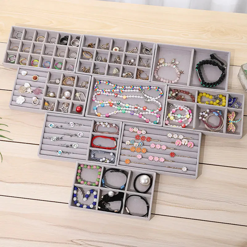 Soft Velvet Stackable Jewelry Tray - Portable Organizer for Rings, Earrings, Necklaces & Bracelets LumeaWomen