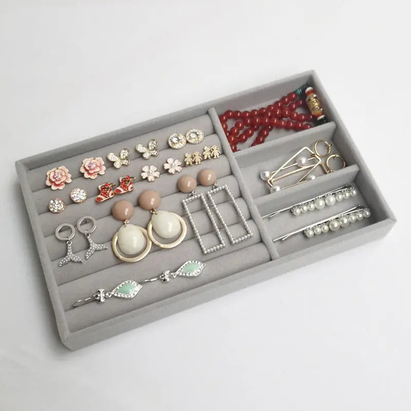 Soft Velvet Stackable Jewelry Tray - Portable Organizer for Rings, Earrings, Necklaces & Bracelets LumeaWomen