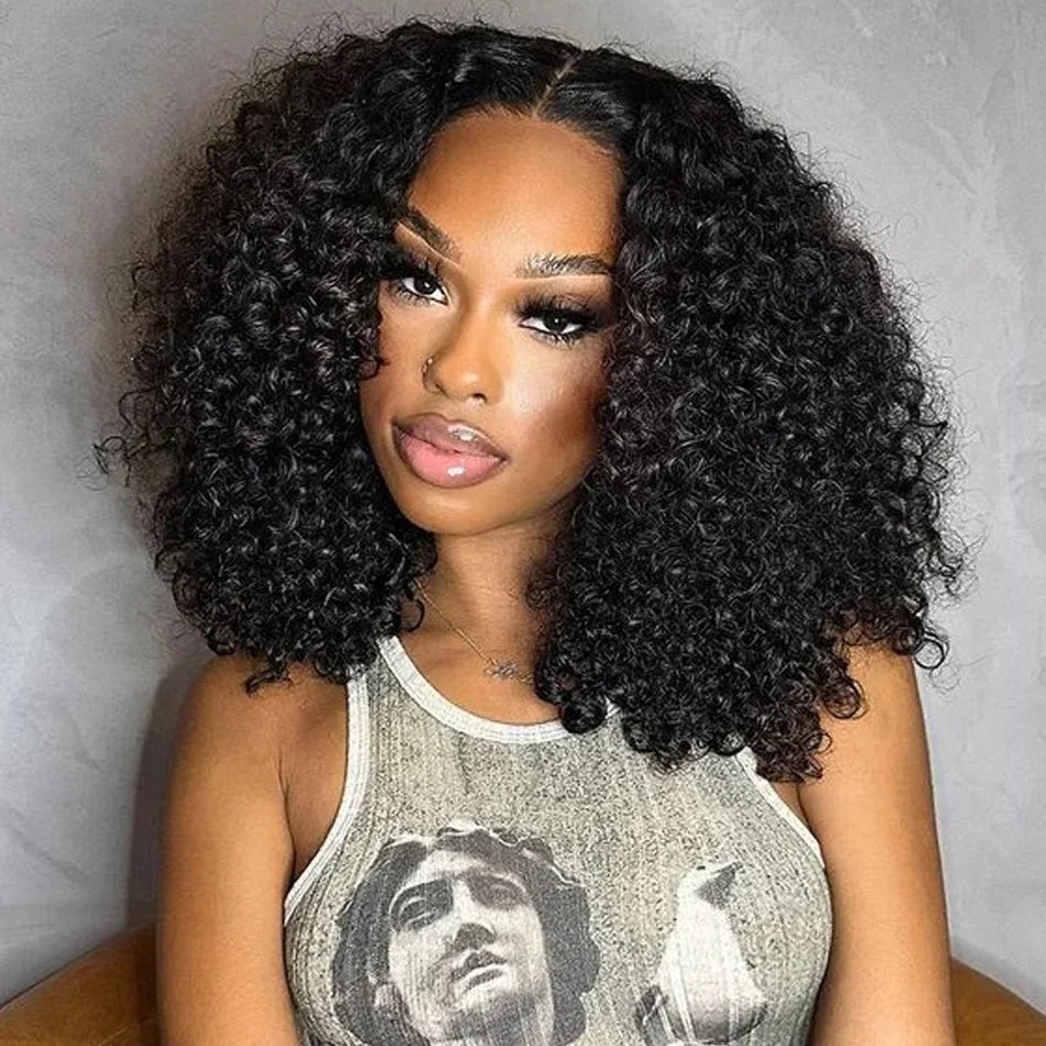 Glueless Deep Curly Bob Wig - 13x4 Brazilian Water Wave Lace Frontal Human Hair Wig for Women LumeaWomen