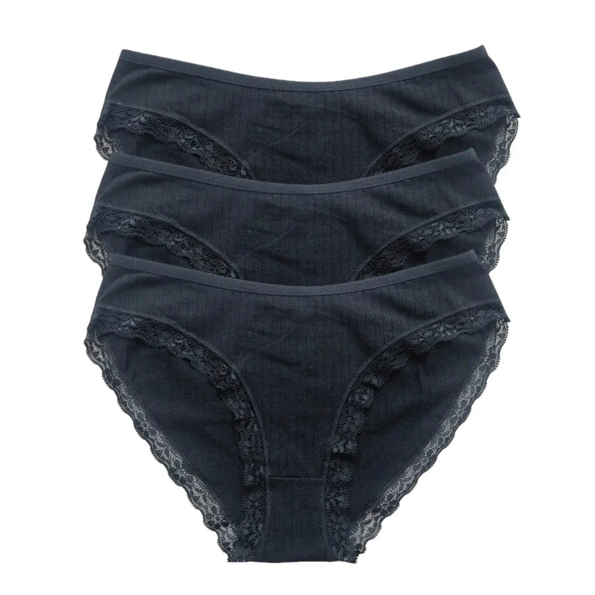 3Pcs/Set Cotton Lace Panties for Women – Soft Solid Color Briefs, M-XL, Underwear LumeaWomen
