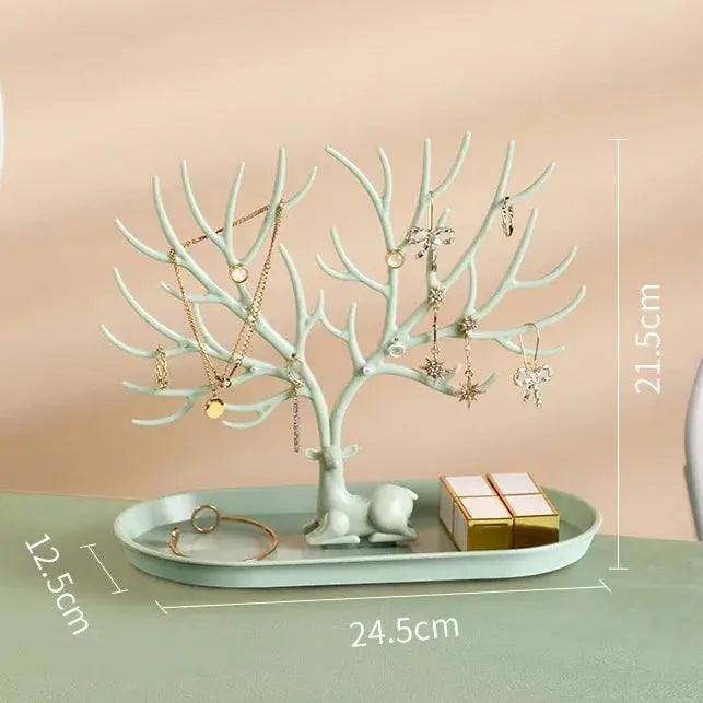 Jewelry Display Stand & Tray – Tree Storage Rack for Earrings, Necklaces, Rings, Makeup Organizer, Desktop Jewelry Box Case LumeaWomen