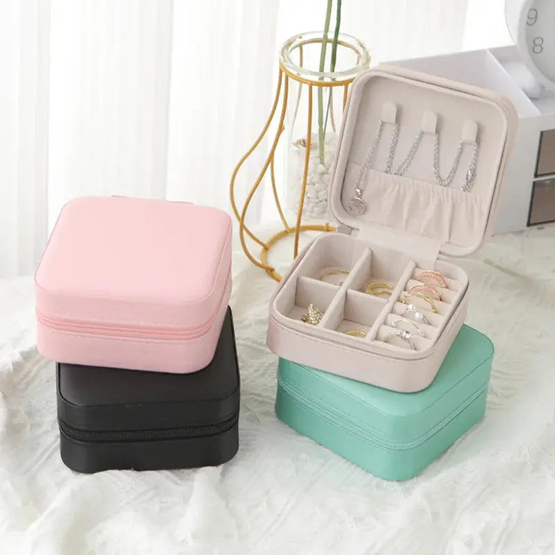 Smooth PU Leather Jewelry Box – Small Portable Travel Organizer, Custom Storage Case for Women & Girls LumeaWomen