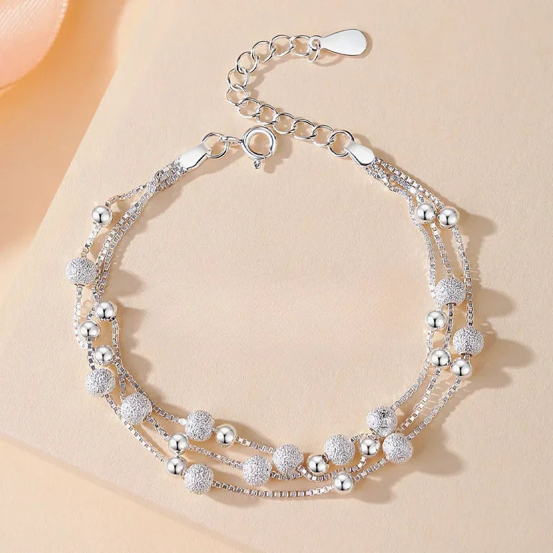 925 Sterling Silver Pearl Bracelet – Elegant Knotted Bead Charm Jewelry for Women LumeaWomen