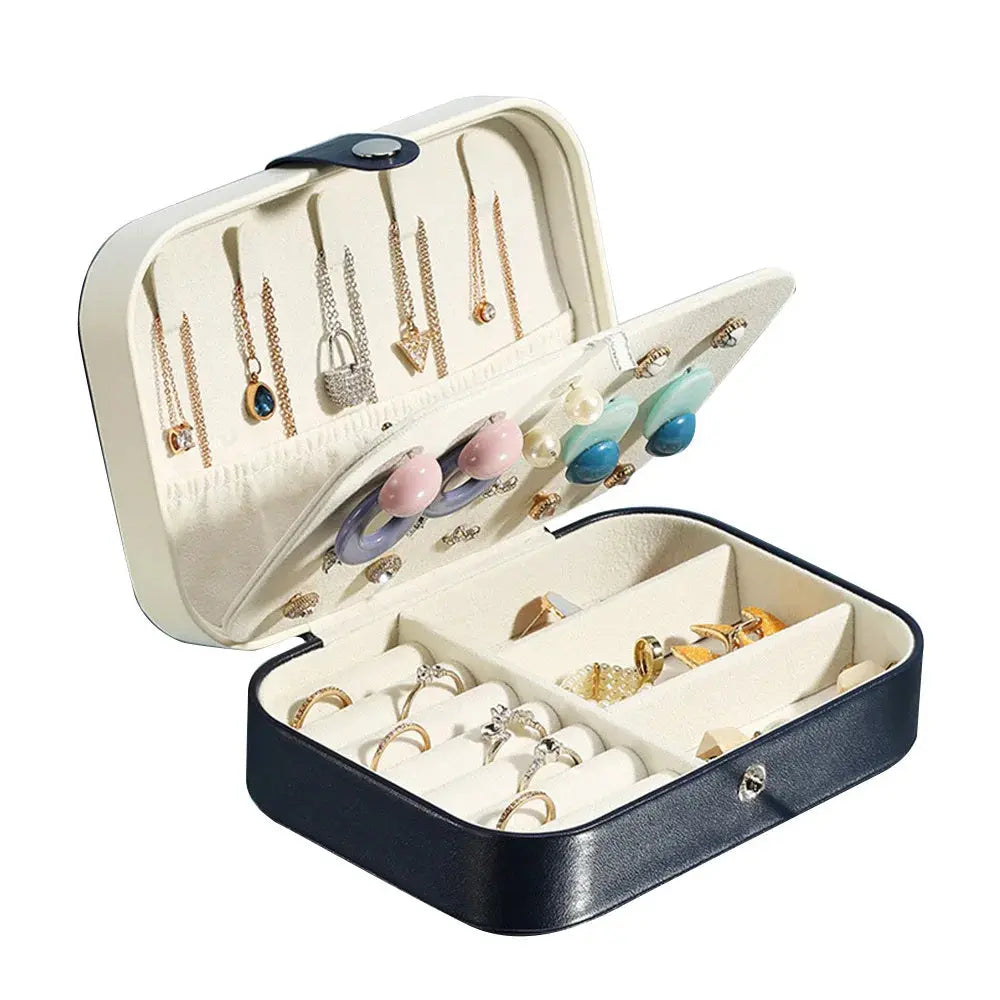 Portable Leather Jewelry Organizer - Travel Case with Zipper for Rings, Necklaces, Earrings & Bracelets LumeaWomen