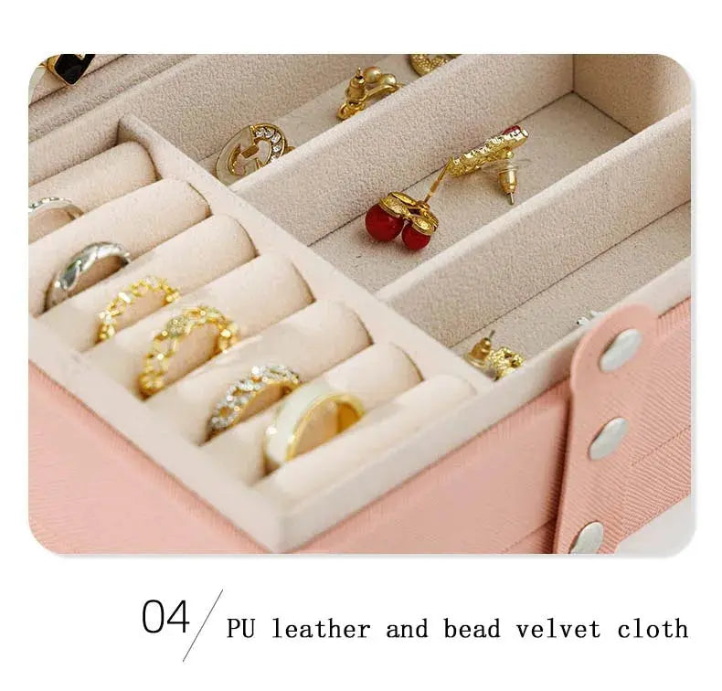Large Capacity PU Leather Jewelry Storage Box - Portable Travel Organizer for Necklaces, Earrings, Rings & More, Dustproof LumeaWomen