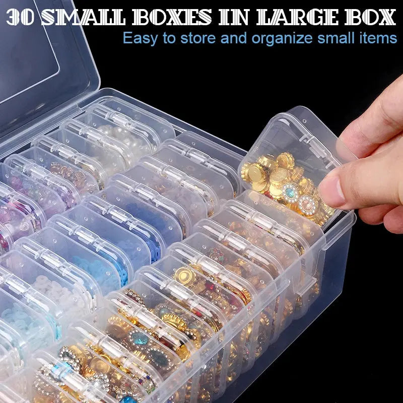 Bead Organizer Box – 30PCS Small Clear Plastic Storage Containers with Hinged Lid for Crafts, Jewelry & Small Items